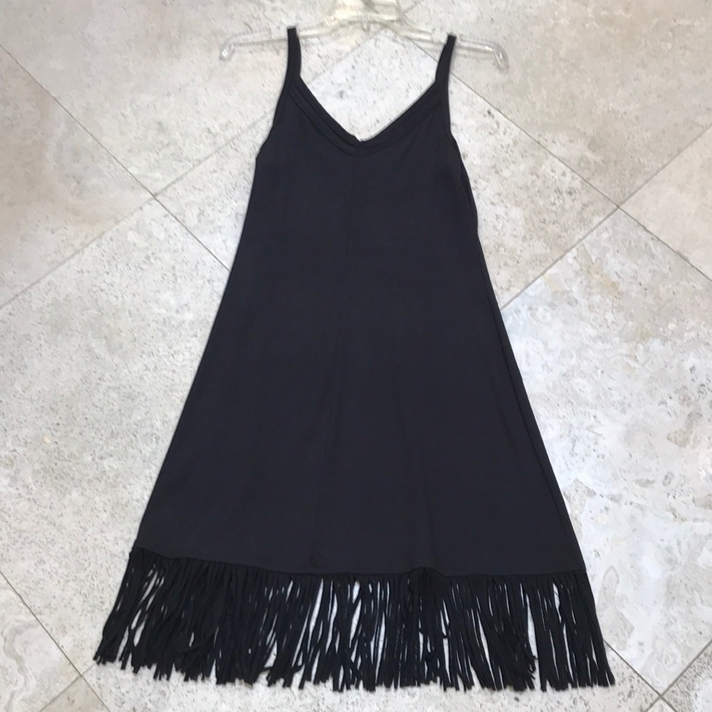FIFTEEN TWENTY Black FRINGE Hem Boutique Dress